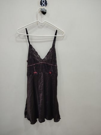 Black Lace-Trimmed Silk Chemise