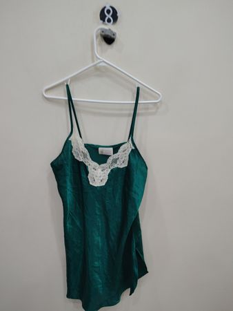 California Dynasty Emerald Green Satin Cami Top