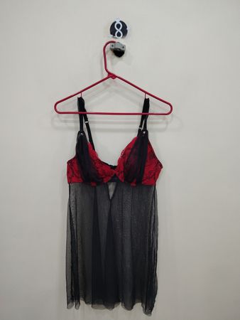 Black Red Lace Babydoll Lingerie