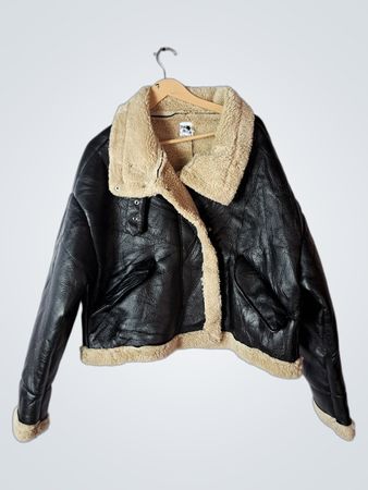 Princess Polly Black Leather Jacket with Fur Trim