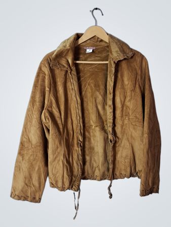 Burberry Tan Faux Suede Fringed Jacket