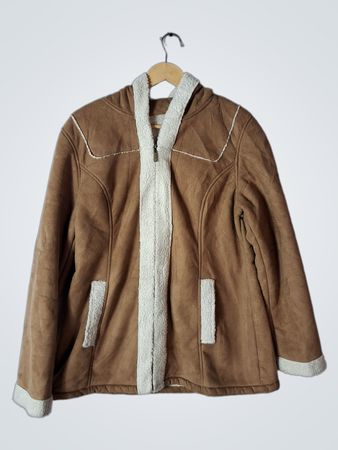 Faded Glory Brown Faux Suede Hooded Jacket