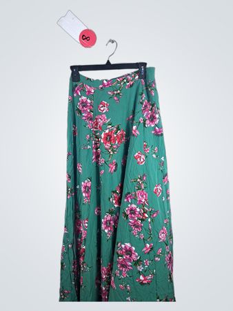 Lulus Green Floral Maxi Skirt
