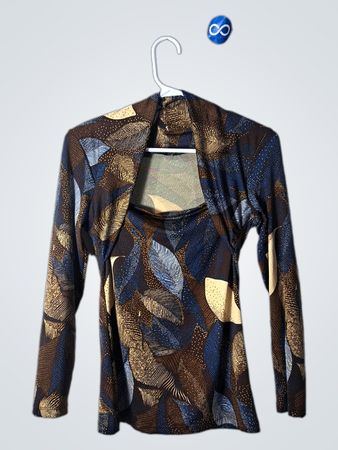 Brown and Blue Patterned Top