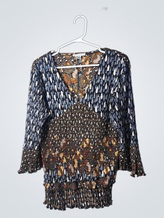 Alberto Makali Printed Long-Sleeve Blouse