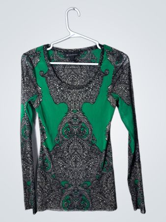 Green Paisley Long-Sleeve Top