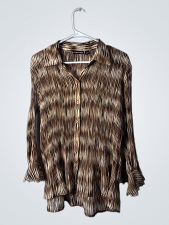 Essentials By Milano Brown and White Striped Shirt
