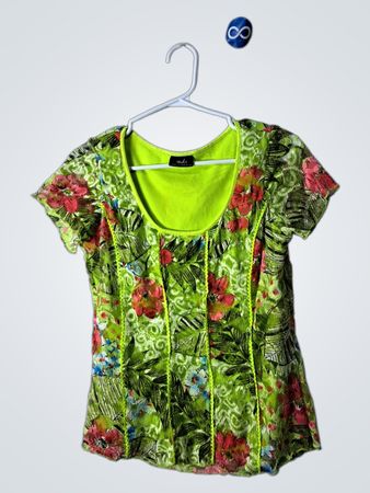 MDS California Floral Green Shirt