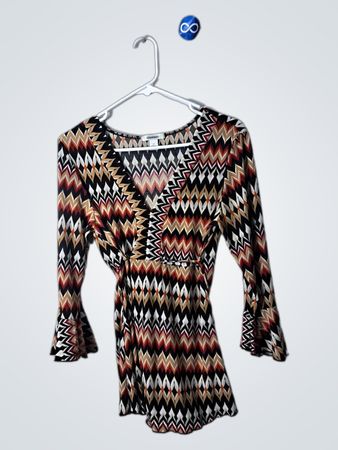 Dressbarn Zigzag Print Wrap Dress