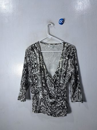 Coldwater Creek Black and White Paisley Top