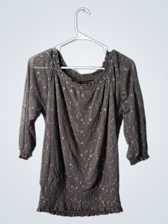 Gray Floral Blouse