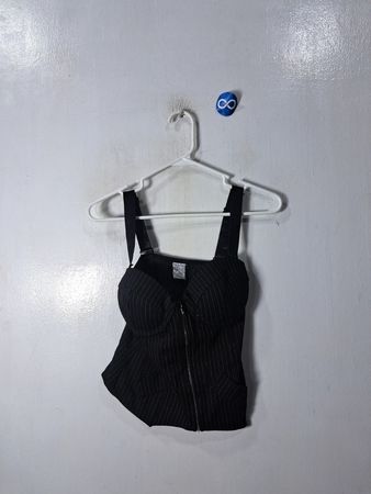 Jil Sander Black Pinstripe Bustier Top