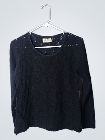 Lady Granny Black Lace Long Sleeve Blouse