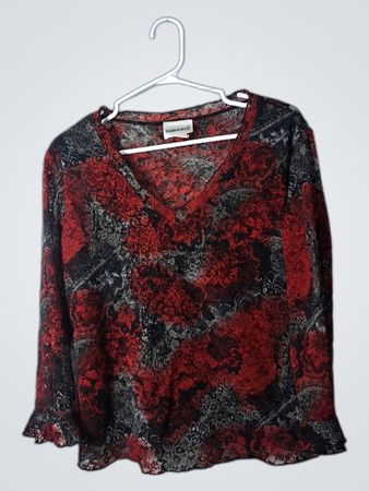 Fashion Bug Red and Black Floral Blouse