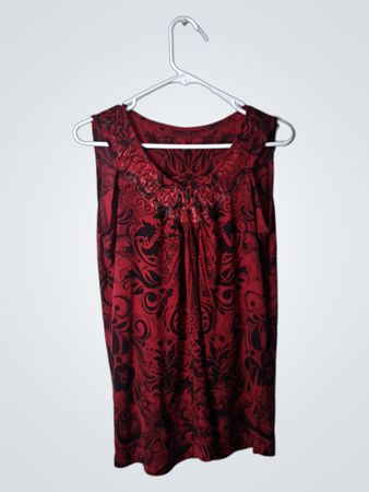 Red and Black Floral Dress