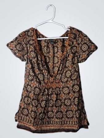 Eddie Bauer Brown Floral Blouse