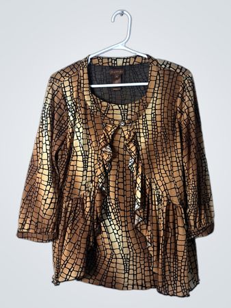 Brown and Black Patterned Blouse
