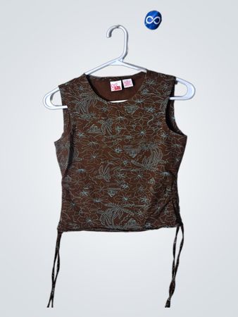 Gilt Floral Print Sleeveless Top