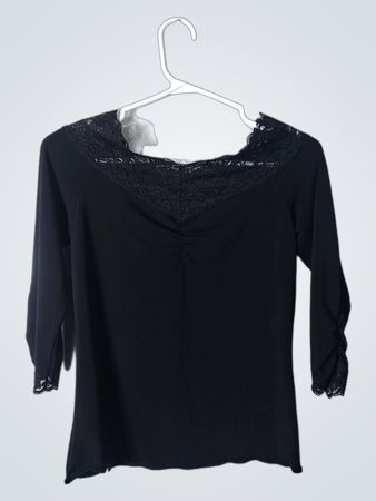 Black Lace Trim Blouse