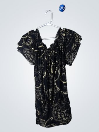 Black and Beige Paisley Top