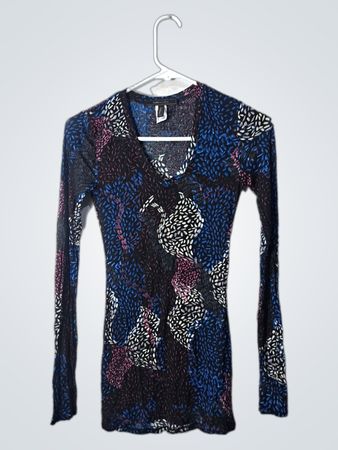 BCBGMAXAZRIA Long Sleeve Printed Blouse