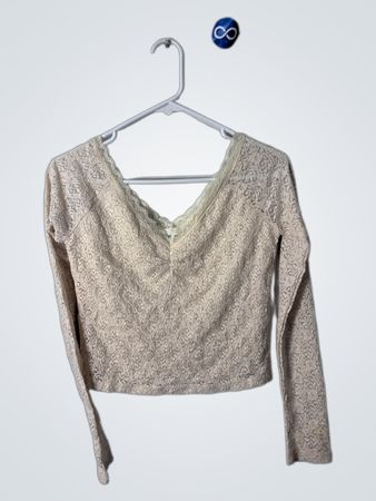 No Boundaries Cropped Lace Long-Sleeve Top