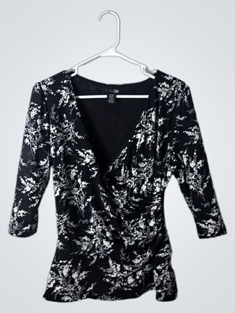 Black and White Floral Blouse