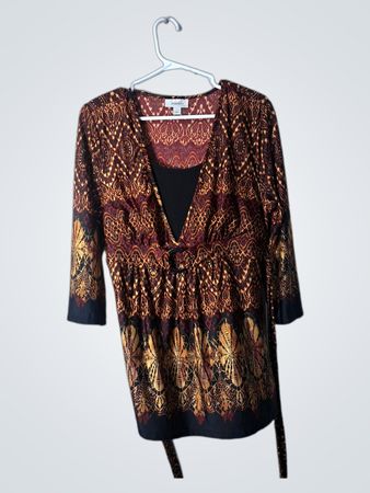 dressbarn Printed Wrap Blouse