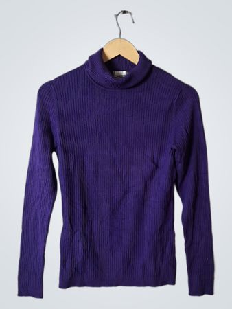 Chico's Purple Ribbed Turtleneck Sweater