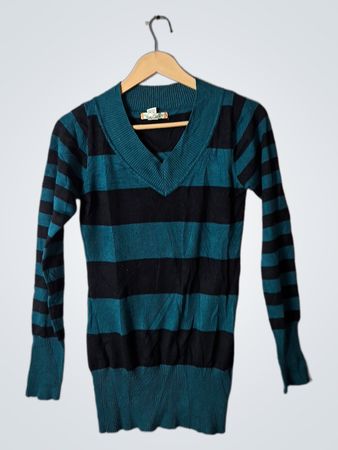 Teal and Black Striped Sweater