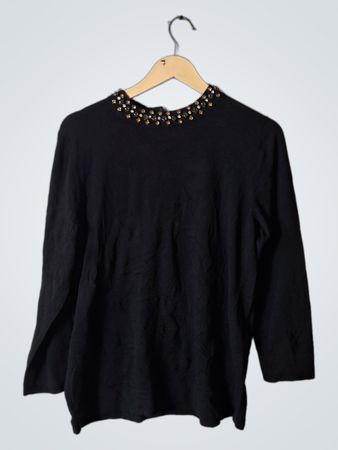 Ann Taylor Black Beaded Blouse