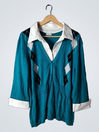 Kim Rogers Blue Argyle Sweater