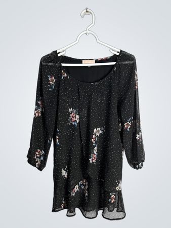 Blousology Black Floral Sheer Blouse