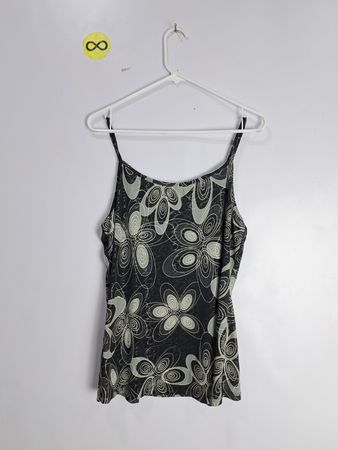Blouse with Black and White Swirl Pattern