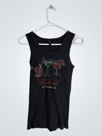 Lola Couture Black Cocktail Graphic Tank Top