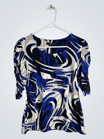 Alfani Blue and Black Abstract Pattern Top