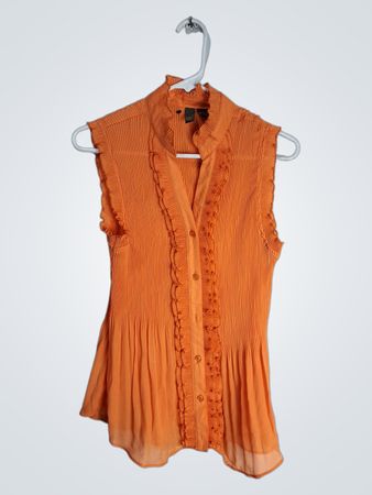 SERE Orange Ruffled Sleeveless Top