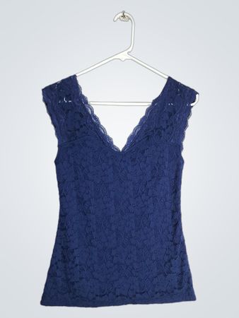 Express Navy Blue Lace V-Neck Cami Top