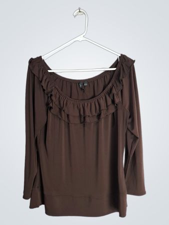 Brown Ruffled Top
