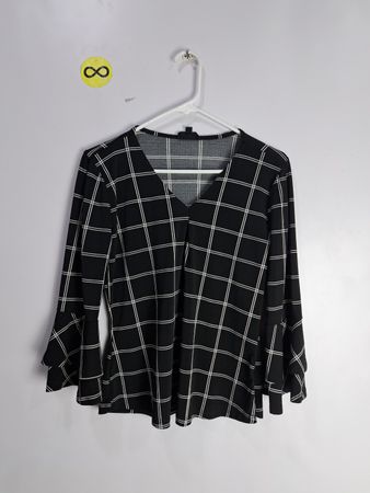 Black and White Plaid Blouse
