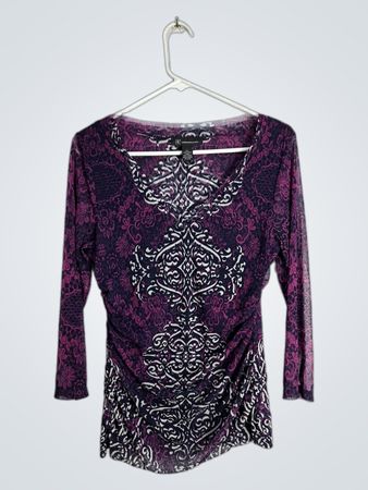 INC International Concepts Purple Floral Print Blouse