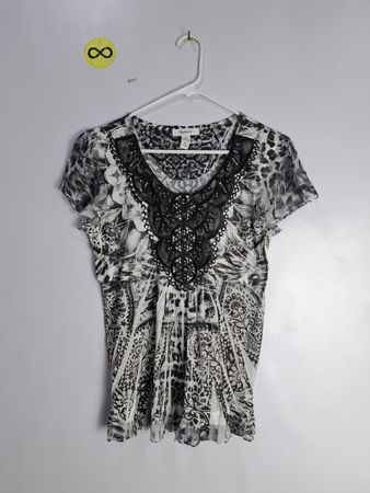 Style & Co. Black and White Floral Top