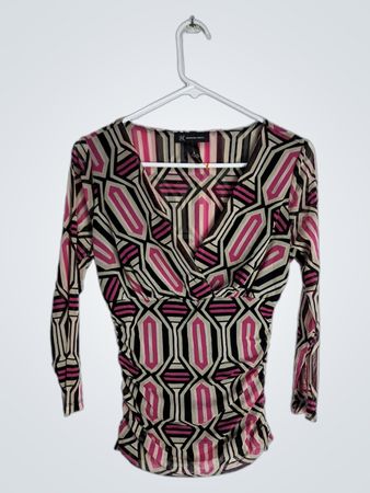 INC International Concepts Long Sleeve Geometric Top