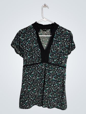 Maurices Floral Print Short Sleeve Blouse