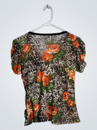 Floral Blouse with Animal Print