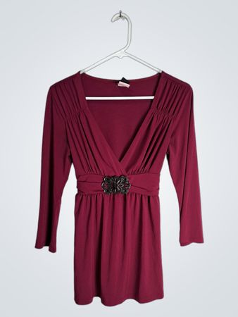 Maroon Long-Sleeve Dress