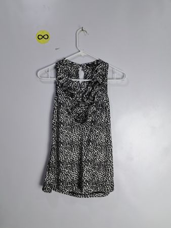 Ann Taylor Black and White Leopard Print Sleeveless Blouse