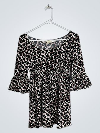 Max Studio Black Chain Link Bell Sleeve Mini Dress