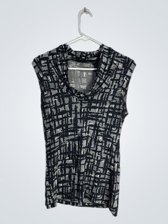 New York & Company Gray and Black Patterned Top