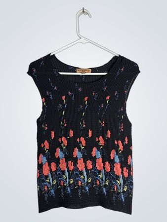 Black Floral Sleeveless Top